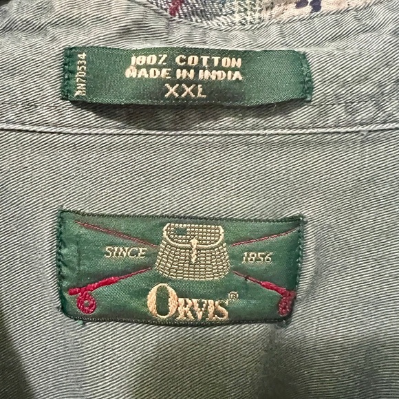 Orvis Vintage Men's Plaid Flannel Button-Up Top - XXL - Picture 6 of 8